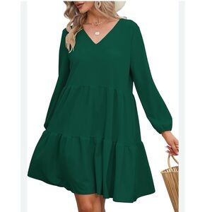 NWT Casual Dress Sweet Cute V Neck Mini Dress with Pocket Skin Friendly Fabric L